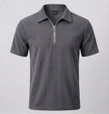 Men's grey Corduroy Quarter-Zip Polo Shirt