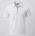 Men's white  corduroy Quarter-Zip Polo Shirt